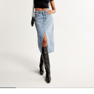 Abercrombie & Fitch Blue Denim Midi Skirt